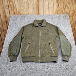 Filson Sherpa Fleece Jacket Mens Large Marsh Olive Full Zip Reinforced Elbows